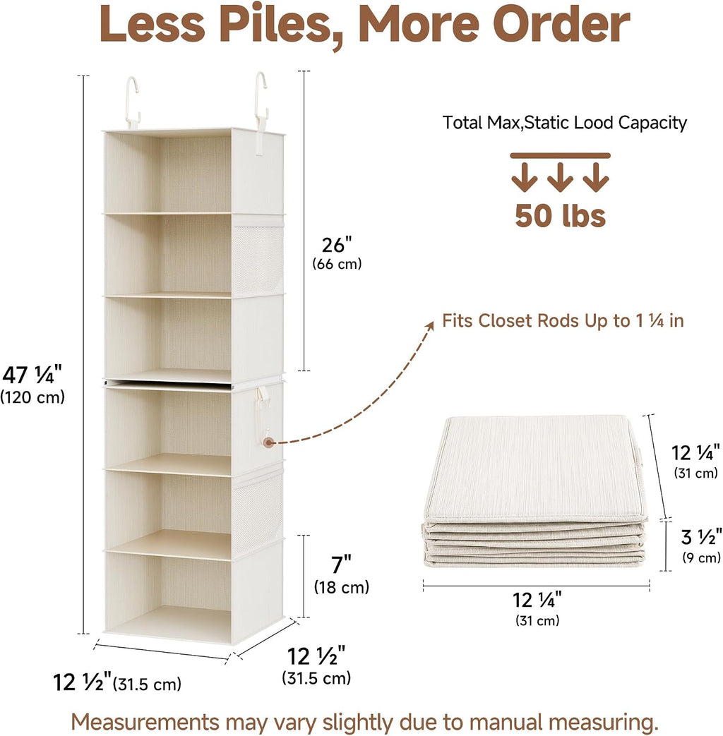 StorageWorks Hanging Closet Organizer, 6-Shelf with 2-in-1 Design