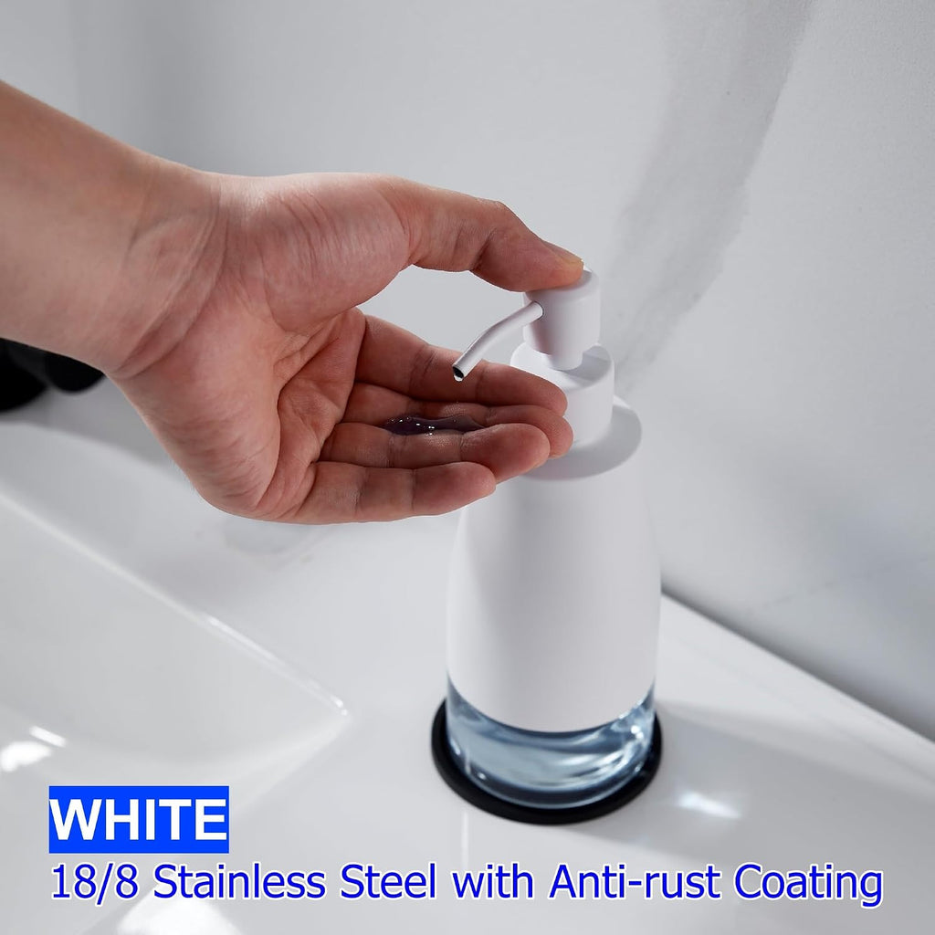 Gaussra White Soap Dispenser with Coaster and Stickers - 11 OZ / 320 ML