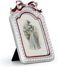 GUOER Vintage 5x7 Picture Frame with Bow Antique Ornate Table Top and Wall Mounting Photo Frame with High Definition Glass Front for Home Decor, Photo Gallery, Art(5x7, Silvery & Red)