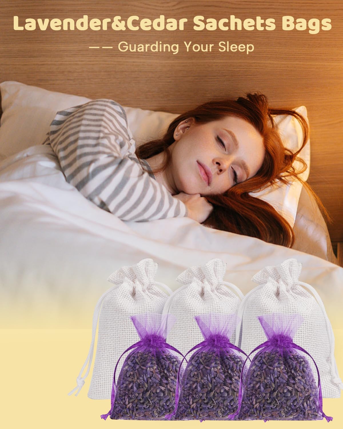 52 Pack Cedar Chips and Natural Dried Lavender Sachets Bags - Stop Clothes Damage, Cedar and Lavendar Home Fragrance for Drawers and Closets