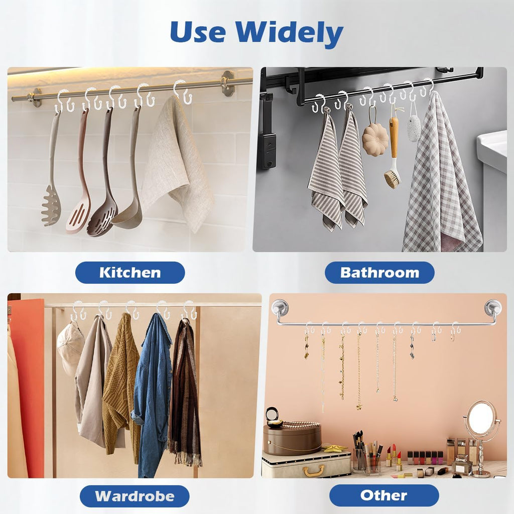 Resze Plastic Shower Curtain Hooks, 12 Pcs Clear Shower Curtain Rings Set