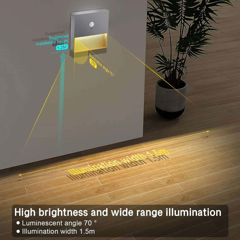 rechargeable battery night light motion sensor light indoor Warm White stair lights night light motion sensor stick on lights, Adjustable Brightness for Wall, Stairs, Cabinet, Hallway (1 Pack)