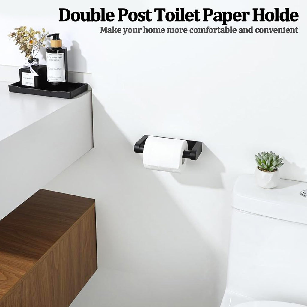 Alise Black Toilet Paper Holder Wall Mounted with Adhesive or Wall Drilling