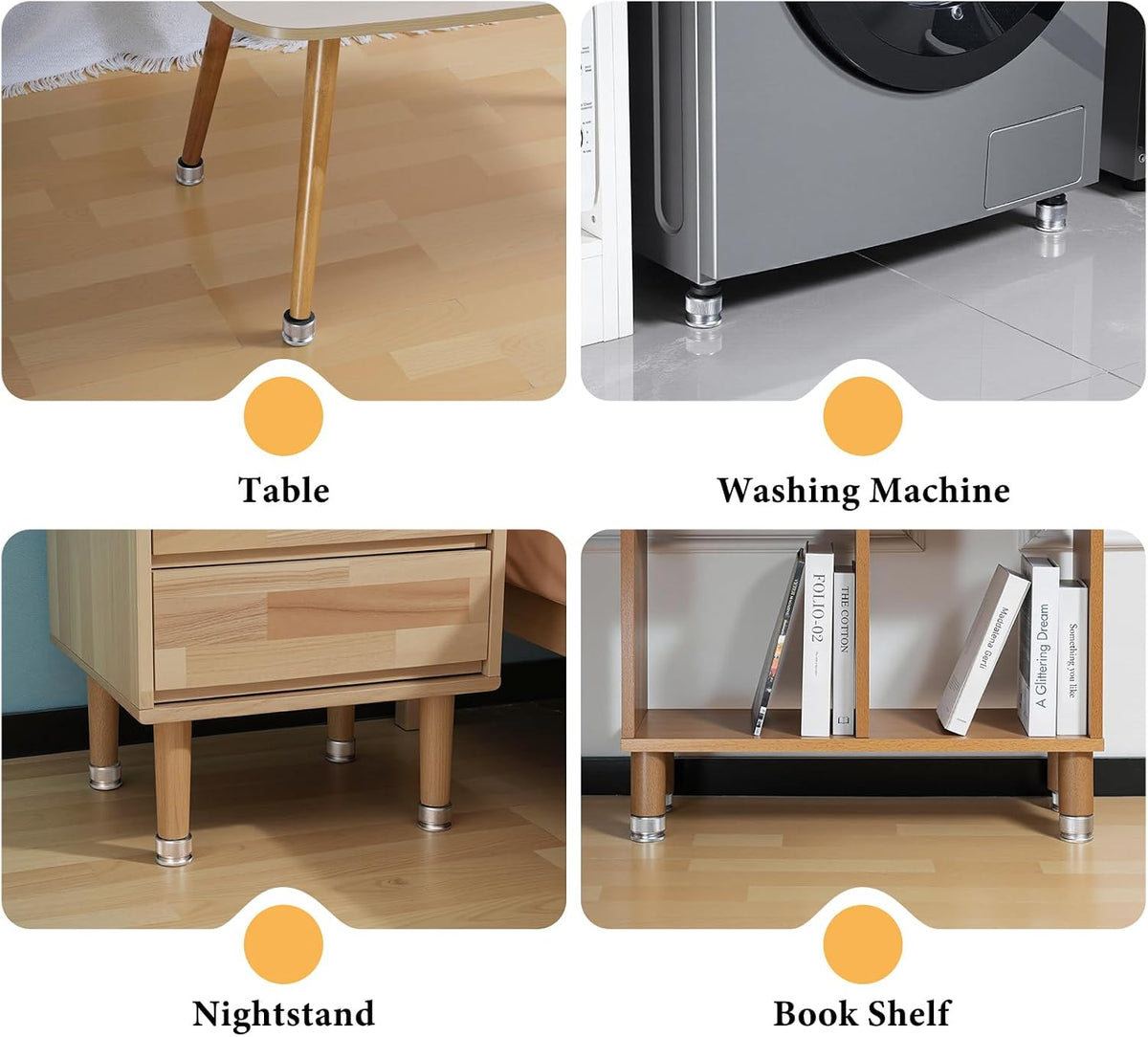 Adjustable Furniture Risers 0.9-1.7in, Metal Furniture Riser-Sliver 4 Pcs