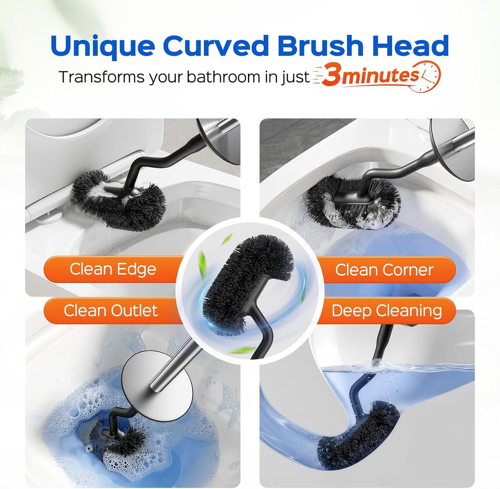 HAMITOR Toilet Brush and Holder Set for New Home Essentials Deep Clean