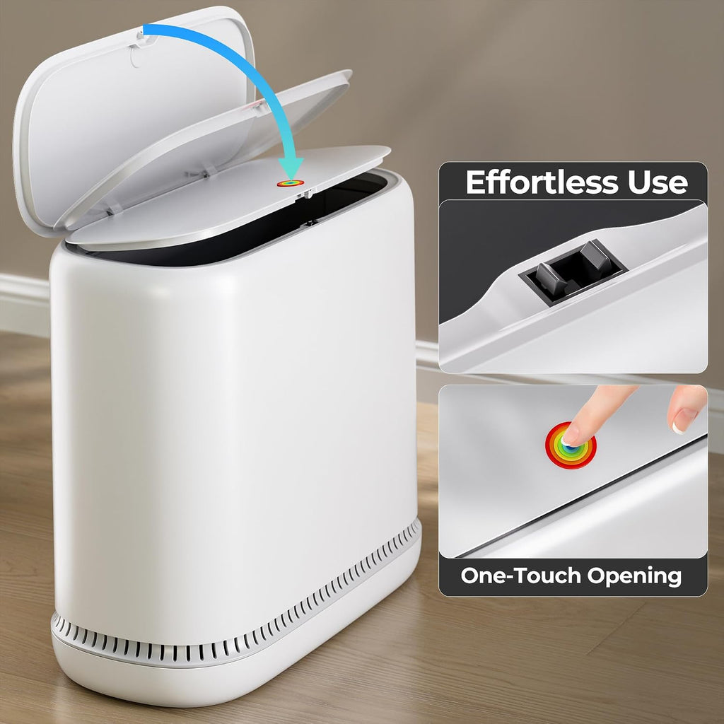 CTIME Small Bathroom Trash Can with Lid, Odor Control Garbage Can, 3 Gal