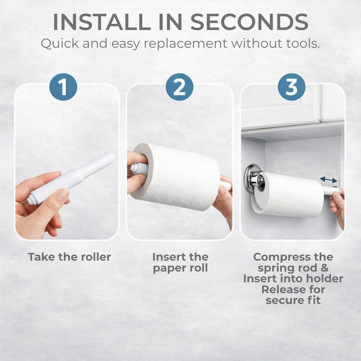 7 Inch White Toilet Paper Holder Spring Loaded Roller Replacement Rod