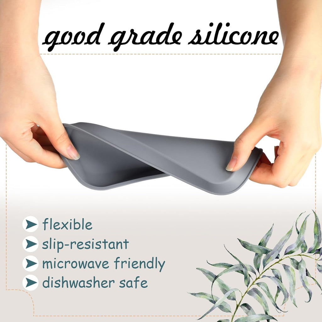 Wenqik 6 Pcs Mini Silicone Vanity Tray Bathroom Counter, Dark Gray
