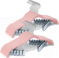 24-Pack Blush Pink Velvet Hangers with Clips Adjustable,Adult Hangers,Heavy-Duty,Felt,Non-Slip,Space Saving,Slim Outfit Hanger for Pants, Skirts, Suits,Coats, Dresses ect.