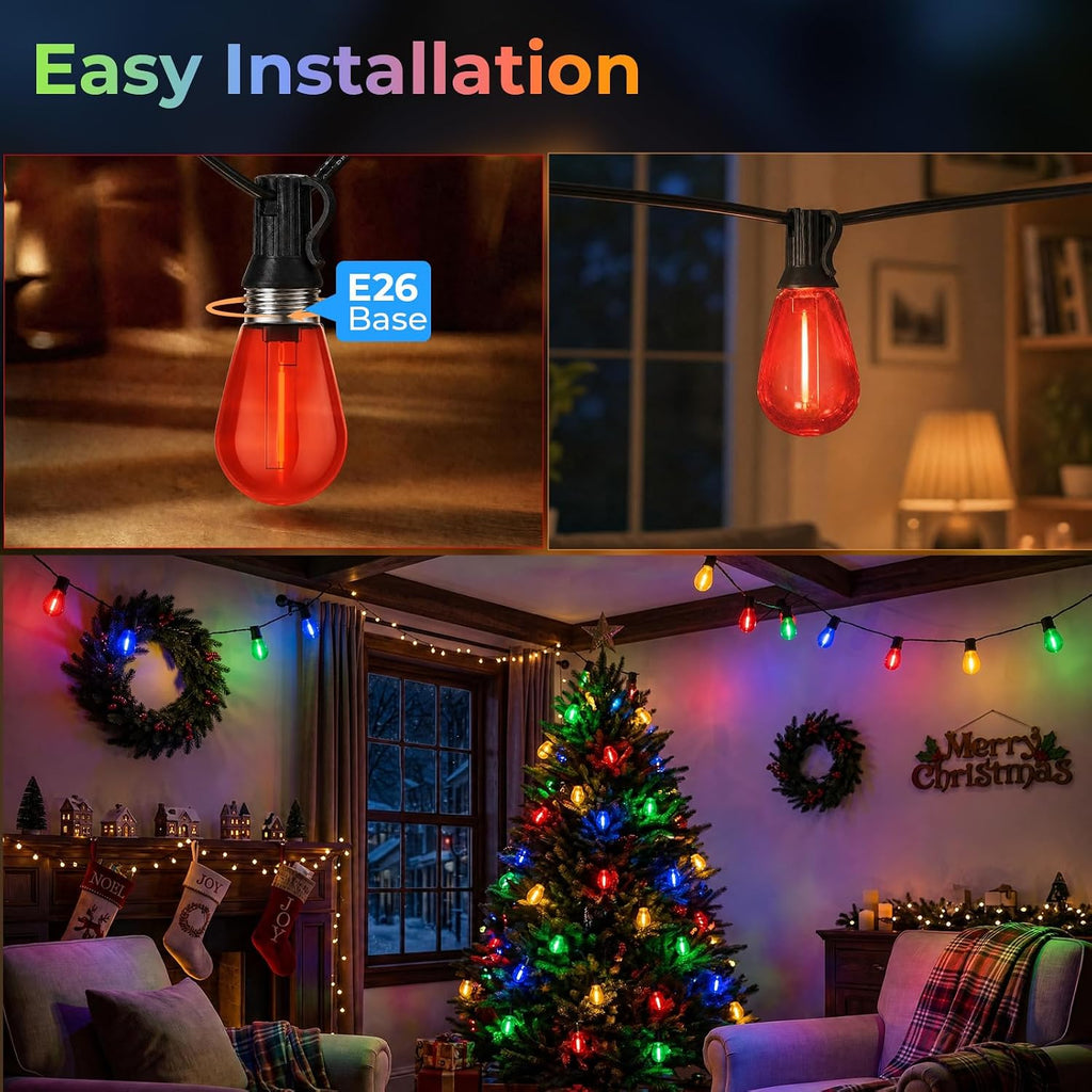 GvvooHome Colored Light Bulbs 64 Pack, S14 Bulbs for Outdoor String Lights