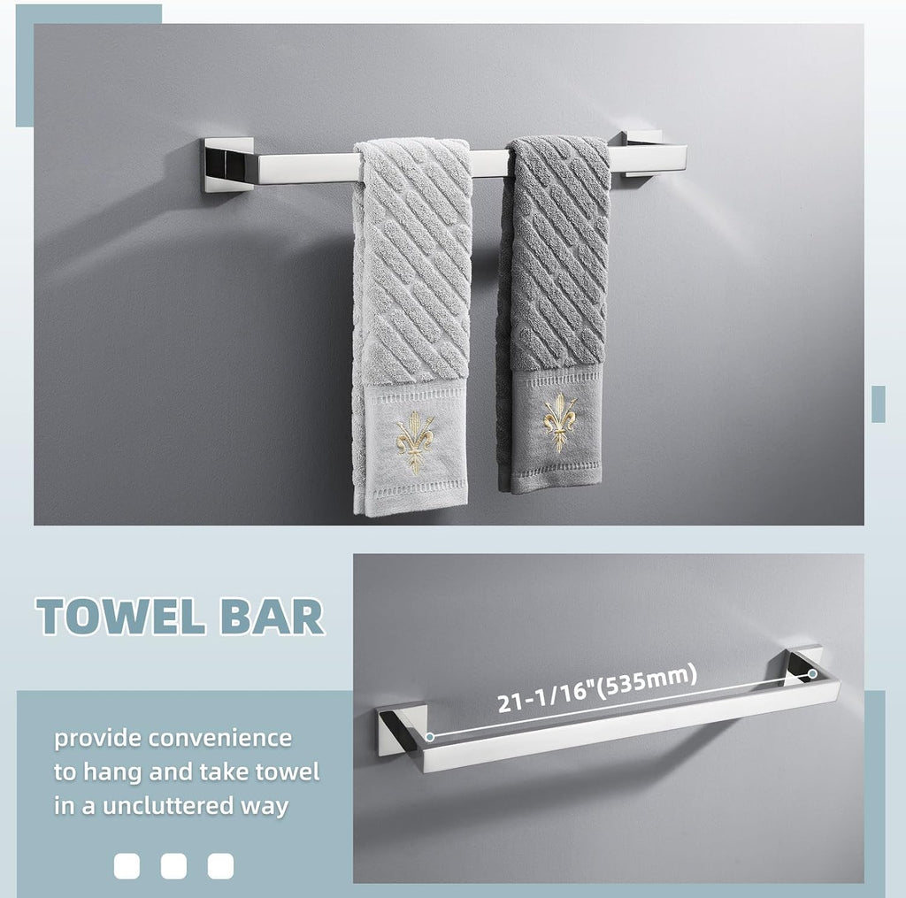 Angle Simple Bathroom Hardware Set 4-Piece, Polished Chrome