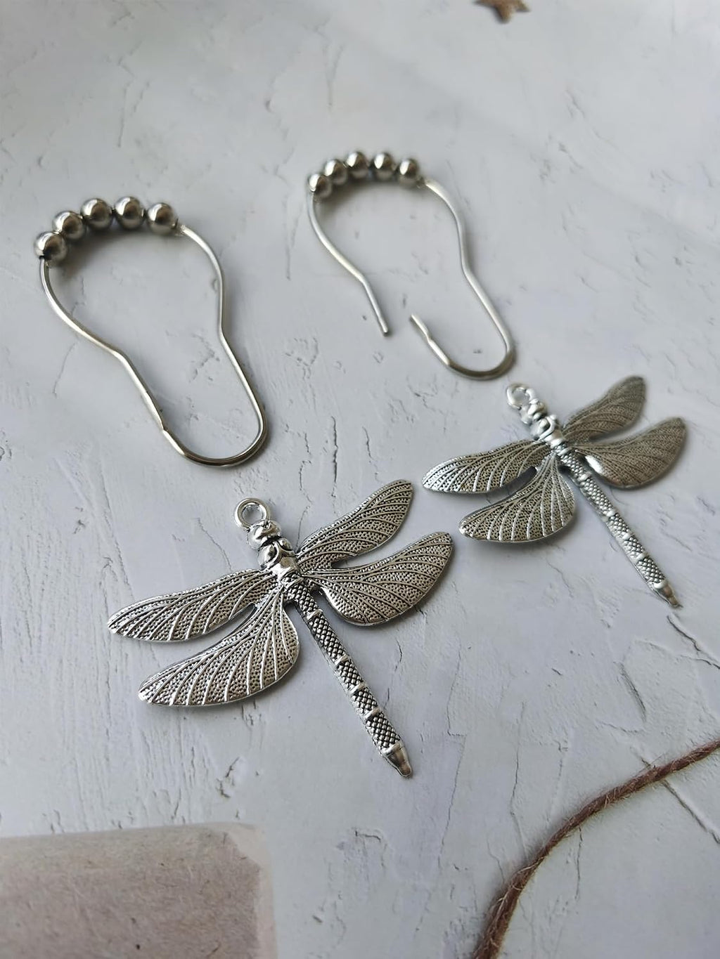 Dragonfly Shower Curtain Hooks - Decorative Shower Hooks for Shower Curtain