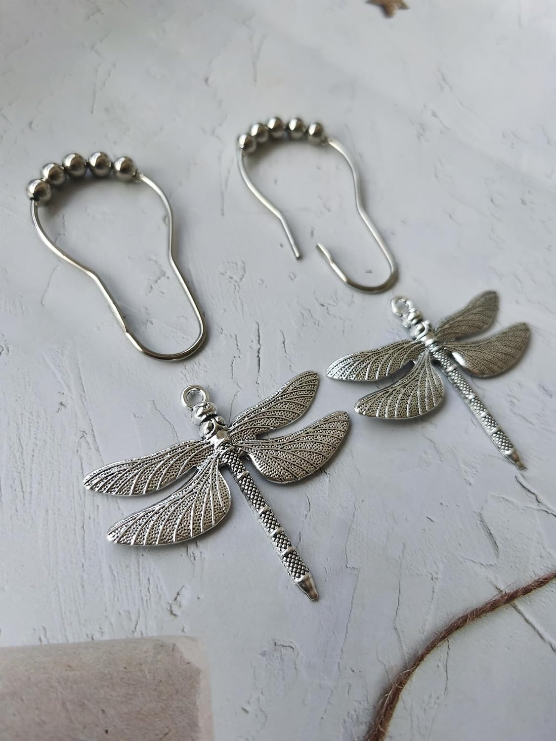 Dragonfly Shower Curtain Hooks - Decorative Shower Hooks for Shower Curtain