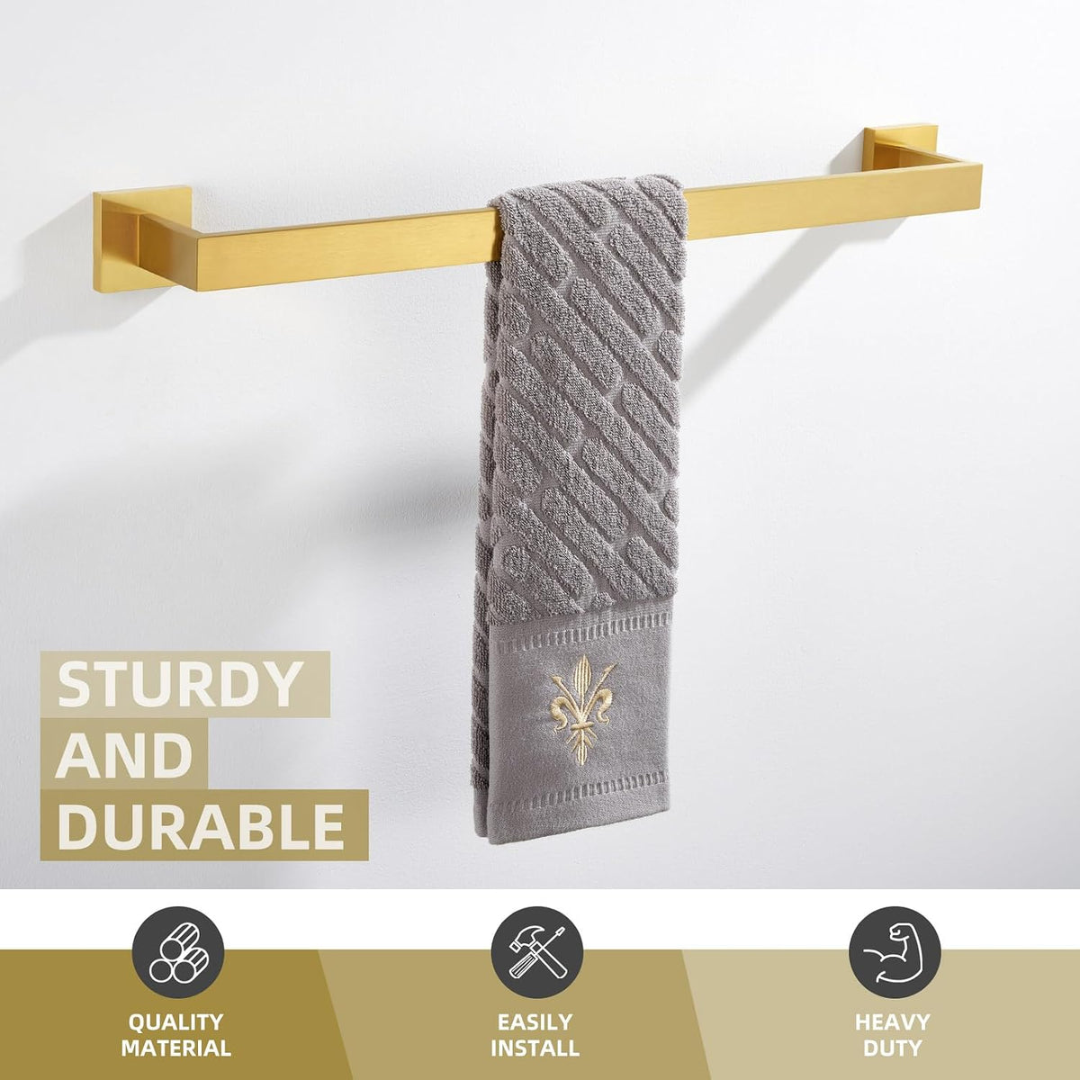 Angle Simple 23.74 Inches Towel Holder, Single Towel Bar, Brushed Dark Gold