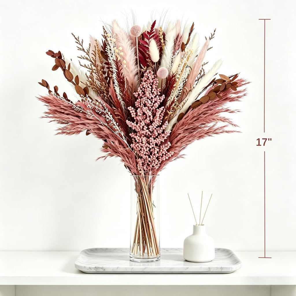 Dried Pampas Grass Bouquet, Dusty Rose & Terracotta Flower Bouquet