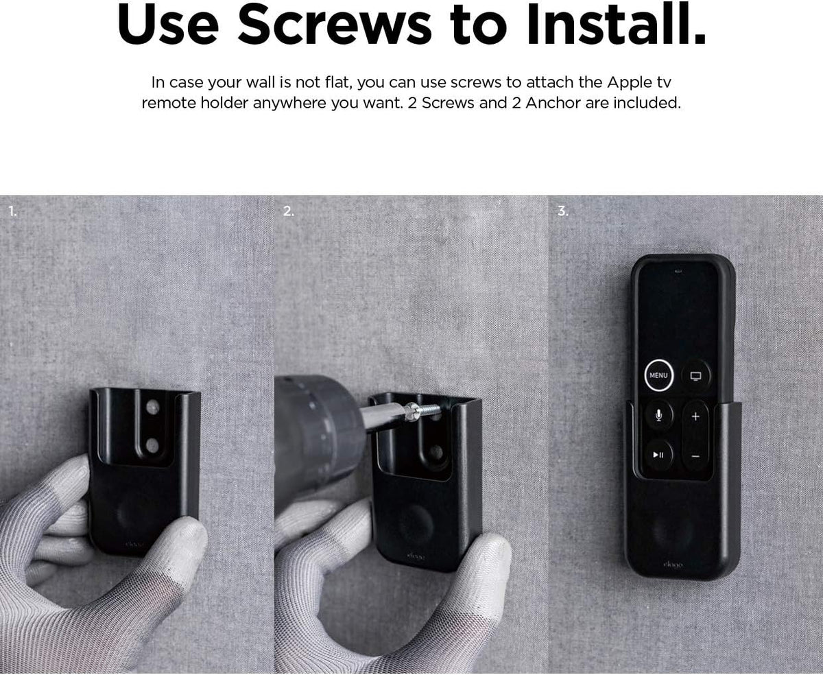 elago Apple TV Remote Holder Mount - [Gel Pad or Screw Options][Keeps It Secure][Cable Management] - Compatible with Apple TV Remote 4K / 4th Generation