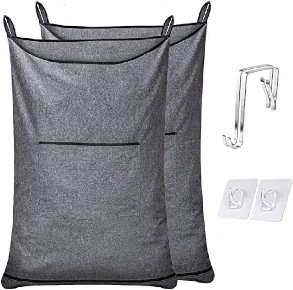 2Pcs XL Hanging Hamper, Over the Door Hamper Bag for Bathroom,Dorm, Home.