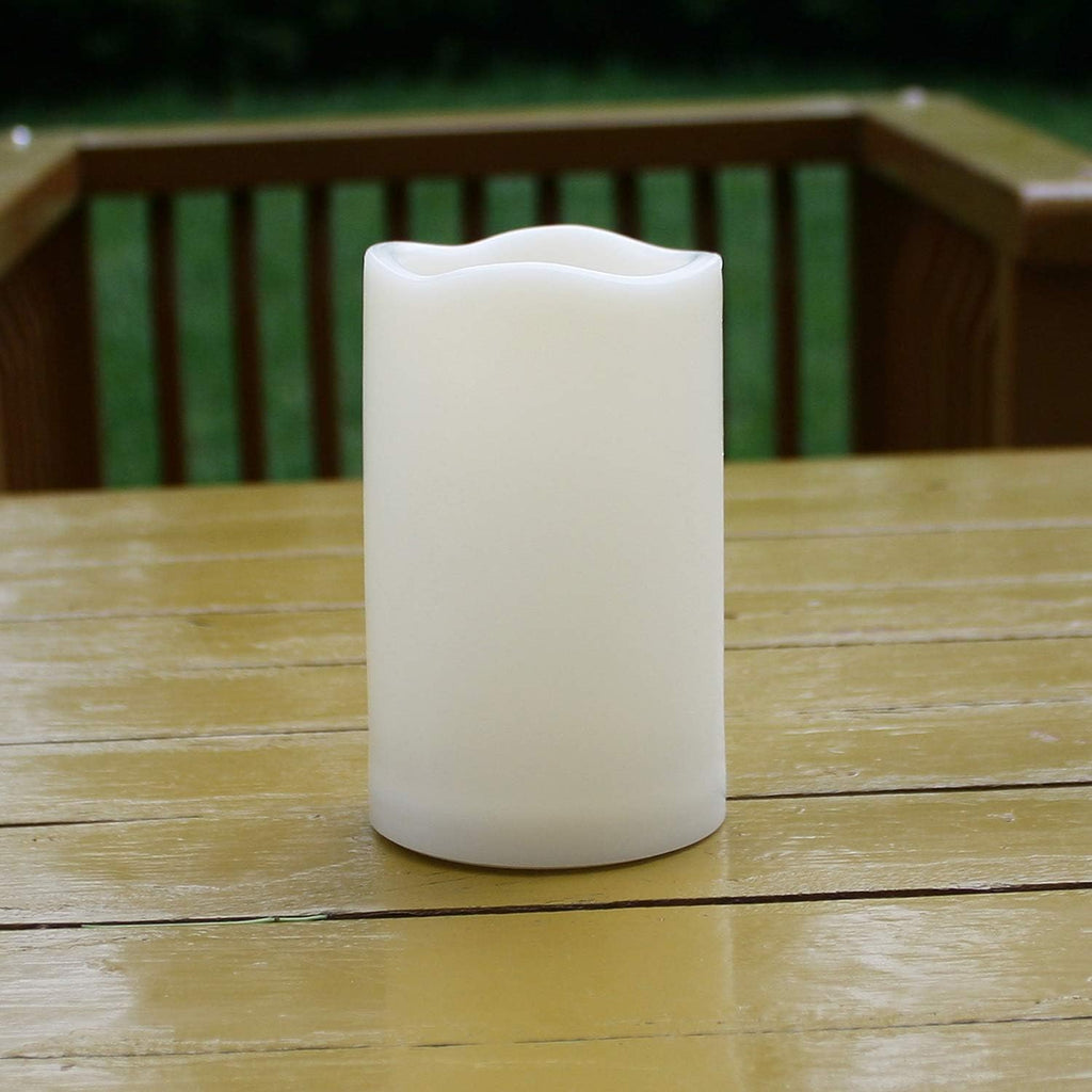 Waterproof Outdoor Flameless Pillar Candle with Timer, 1 Pack, 3” x 5”