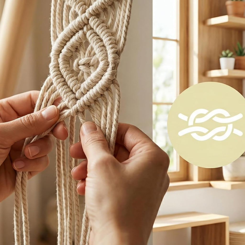 4-Pack Indoor Pot Hanger, Macrame Hanging Planters, Boho Decor for Room/Ceiling/Garden/Balcony (No Pot and Plant Included)