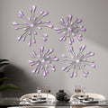 Hicarer 4 Pcs Starburst Wall Decor, Bling Metal Wall Art, Purple
