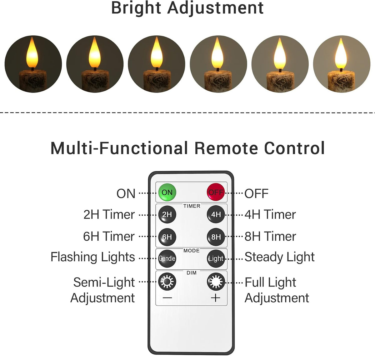 PChero Flameless Taper Candles with Remote Timer, Birch Bark, Pack of 3