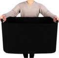 MINTWOOD Design 22in Extra Large Blanket Basket Holder Living Room, Rectangle Rope Woven Storage Basket with Handles for Laundry, Pool Towels, and Shoes, Dog Toy Organizer Bin Box, Full Black