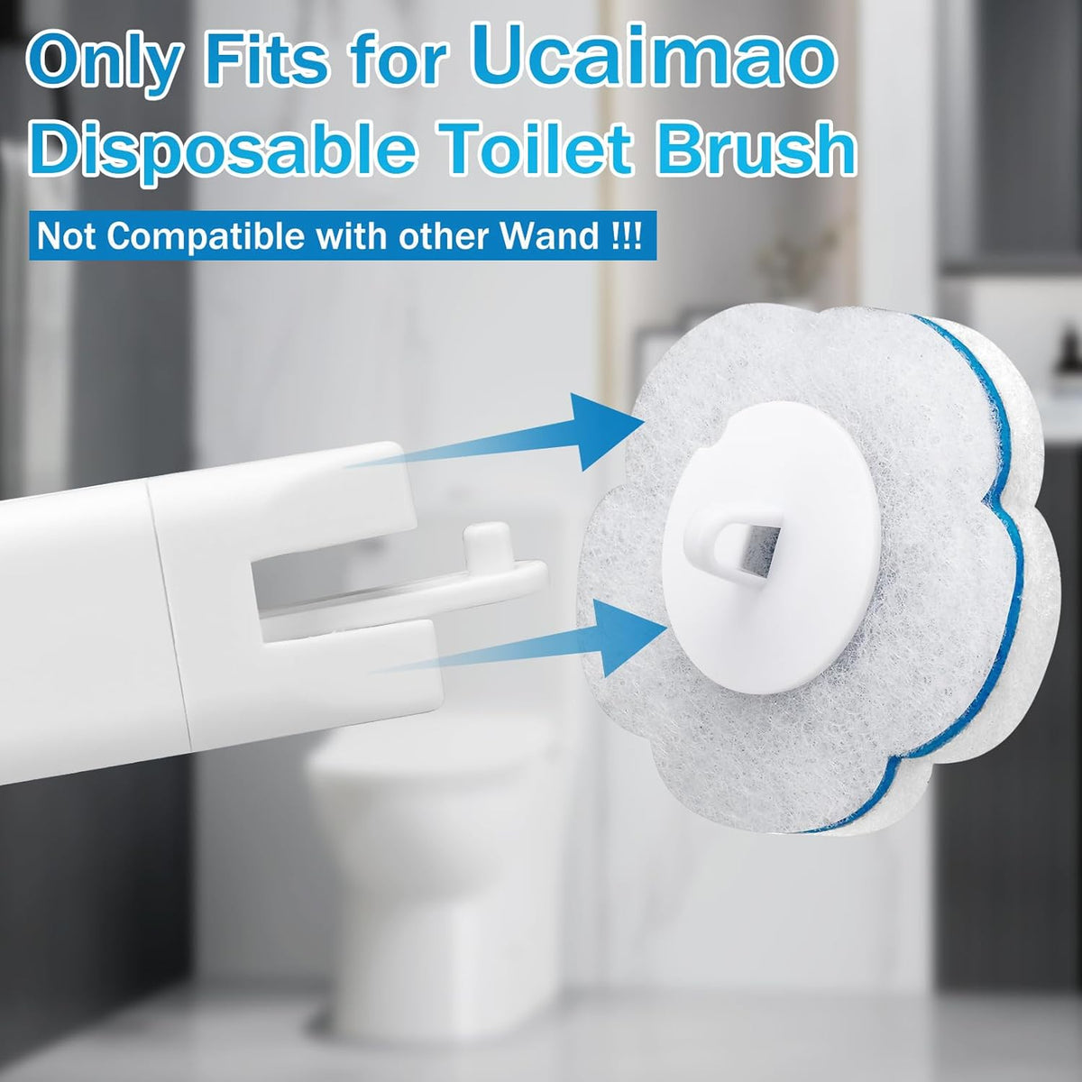 Disposable Toilet Brush and Holder Set 2 Pack，Extended Handle with 54 Cleaner Refills Toilet Brush for Toilet Bowl Cleaners，Bathroom Cleaning，Bathtub，Sink - White