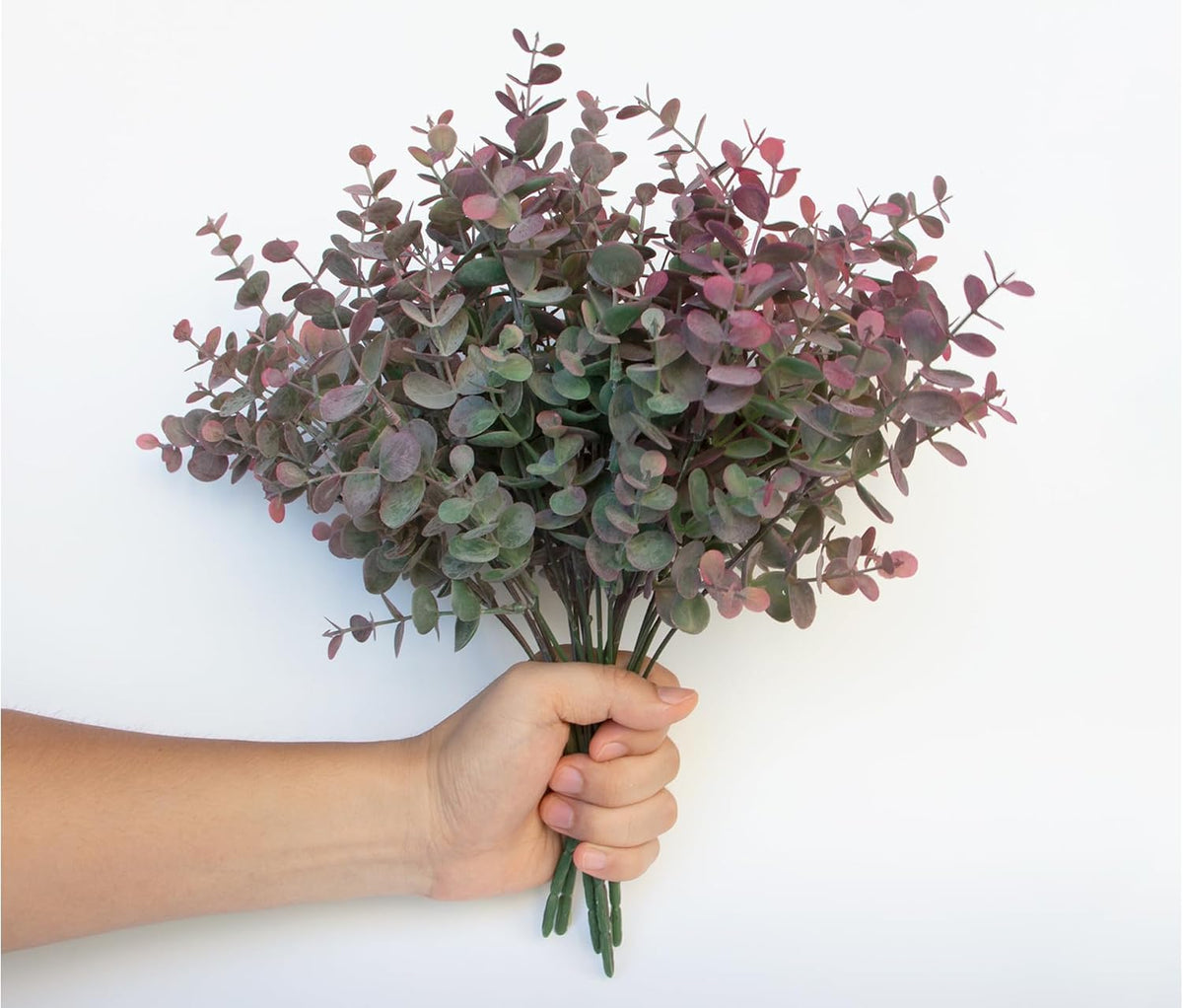 5Pcs Artificial Eucalyptus Stems，Artificial Greenery Fake Dust Frosted Eucalyptus Branches Leaves，Fake Plants for Decoration (Dusty Mauve- 13.8 in)