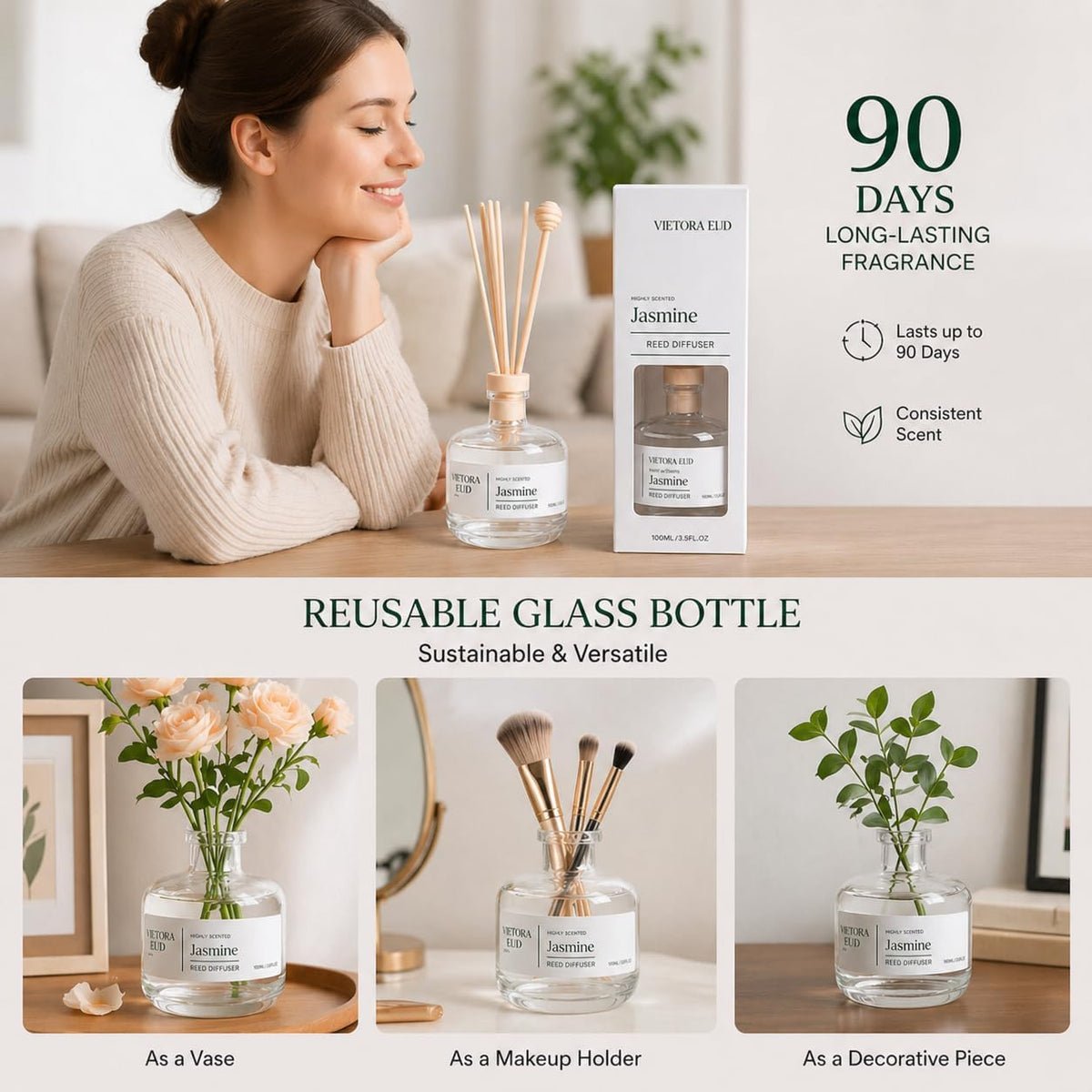 Jasmine Reed Diffuser, 3.5 Fl Oz