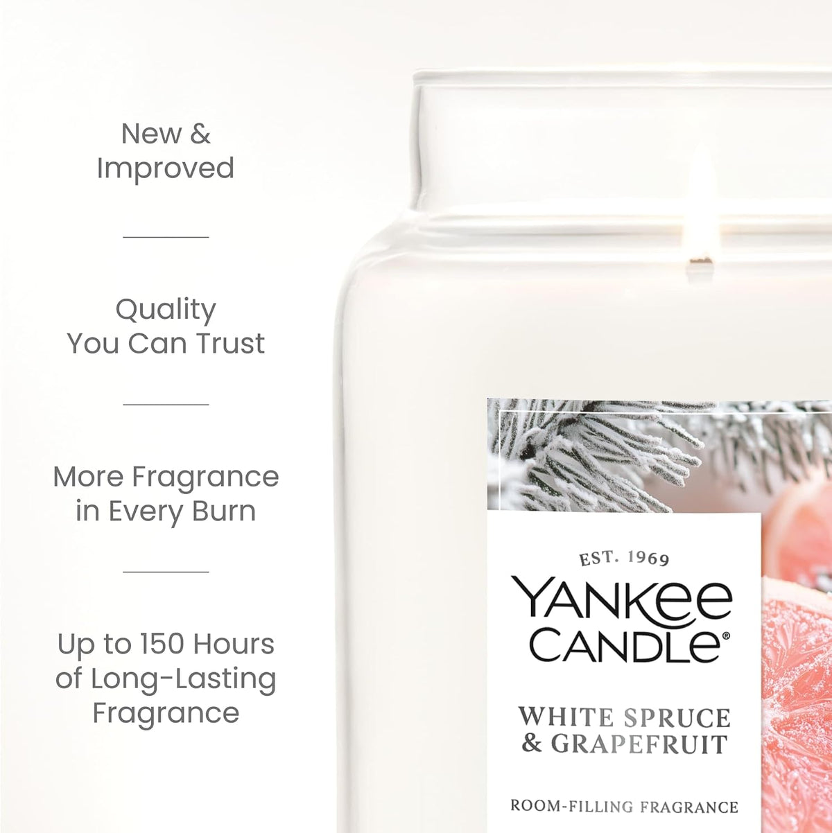 Yankee Candle White Spruce & Grapefruit Scented Candle, 22oz Large Jar