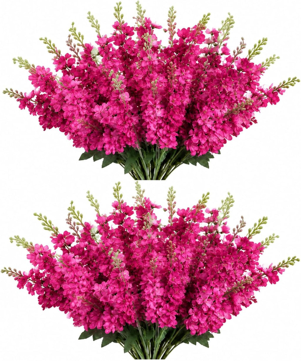Thiccywoov 42 Pcs Rose Red Delphinium Artificial Flower Bulk, 34.25"