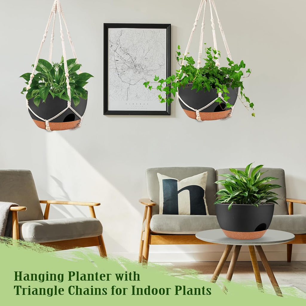 12 Inch Hanging Basket Planter with Chain & Rope for Indoor Outdoor Plants