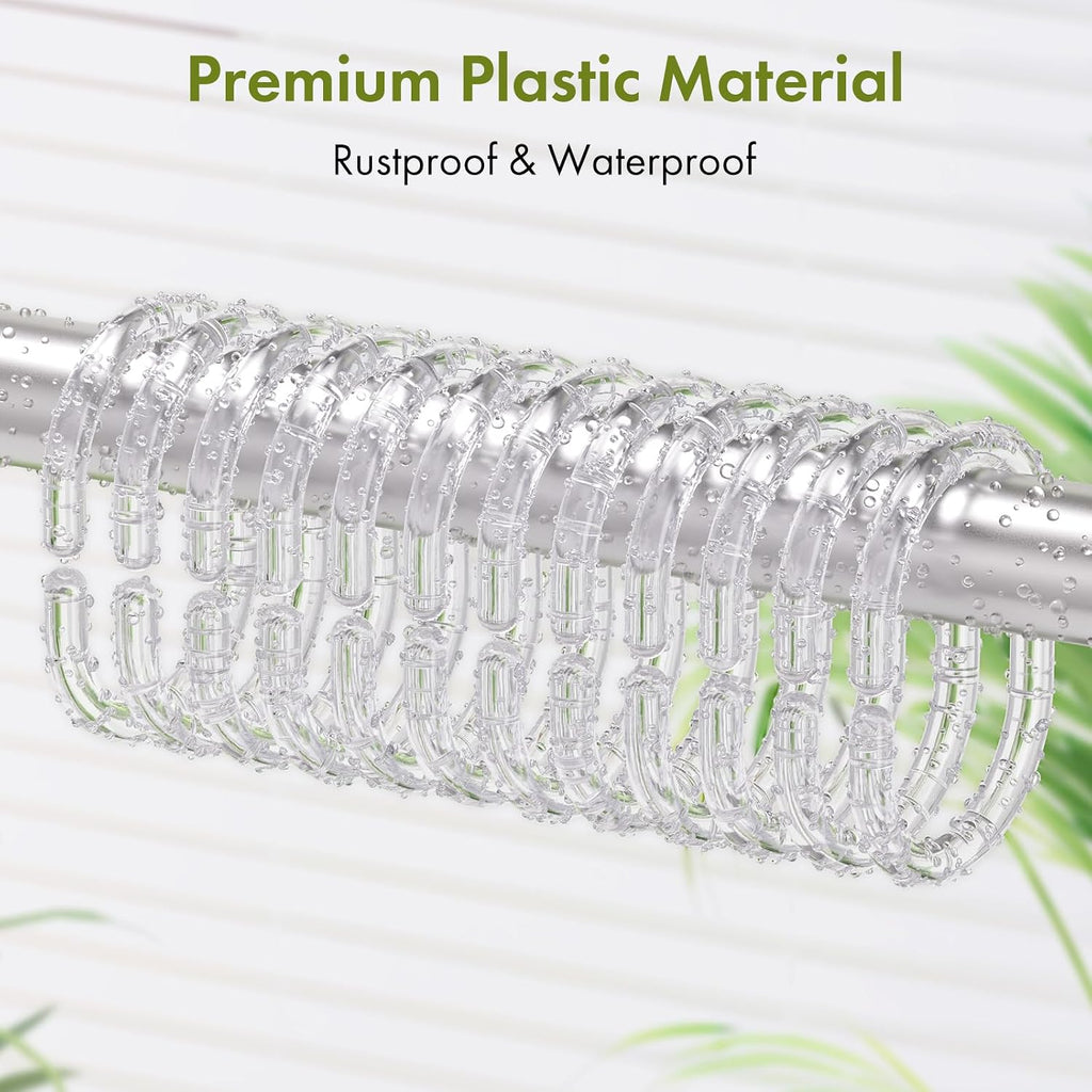 Amazer Shower Curtain Rings, 24 Pcs Plastic Shower Curtain Hooks, Clear Shower Curtain Hooks Rings, Rust Proof Shower Rings C Shaped Shower Hooks for Shower Curtain and Liner Bathroom
