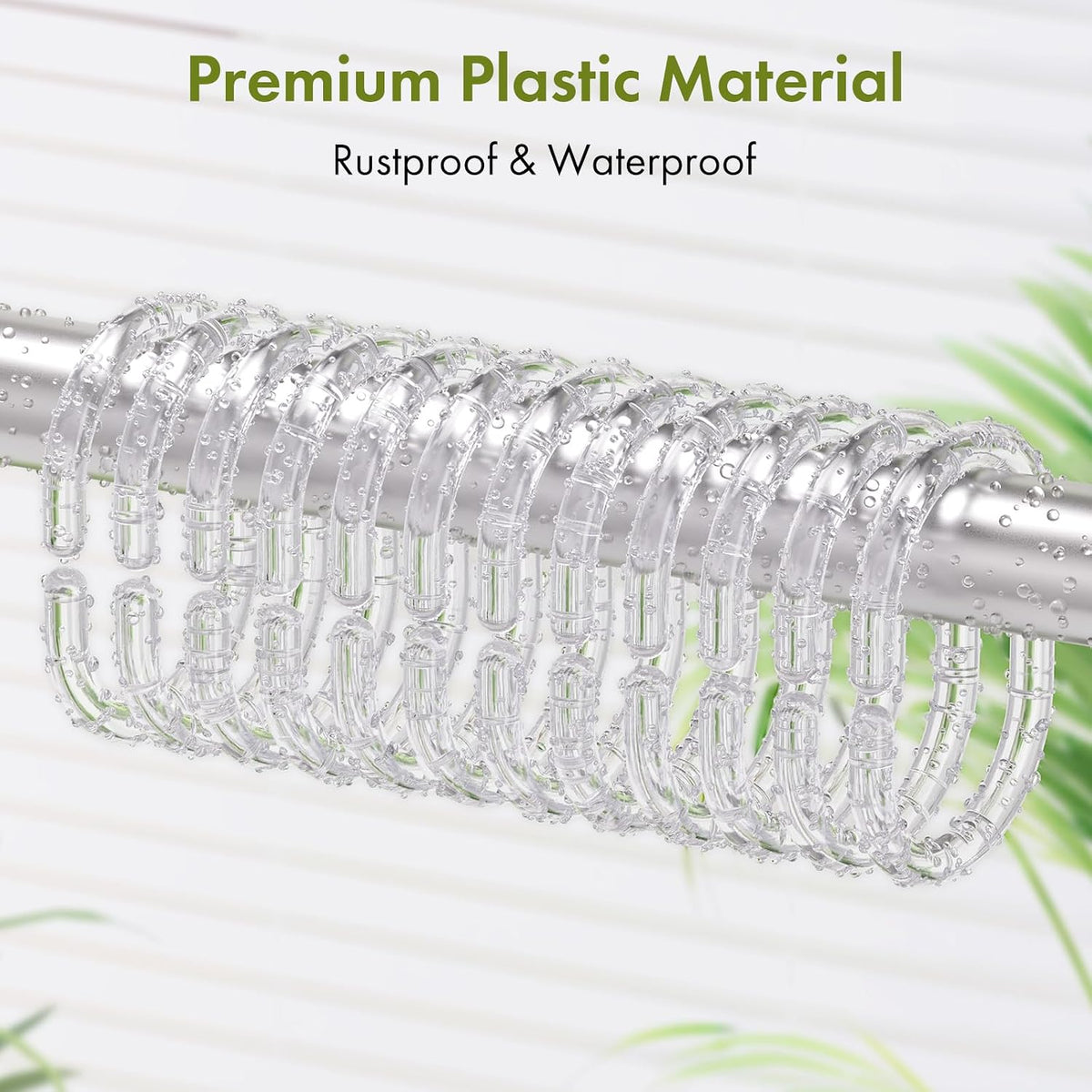 Amazer Shower Curtain Rings, 24 Pcs Plastic Shower Curtain Hooks, Clear Shower Curtain Hooks Rings, Rust Proof Shower Rings C Shaped Shower Hooks for Shower Curtain and Liner Bathroom