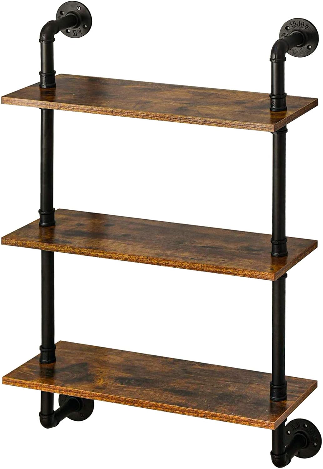 YMYNY 3 Tier Wall Mounted Floating Shelf 24x7.8x38.5 Rustic Brown HRF-TM003