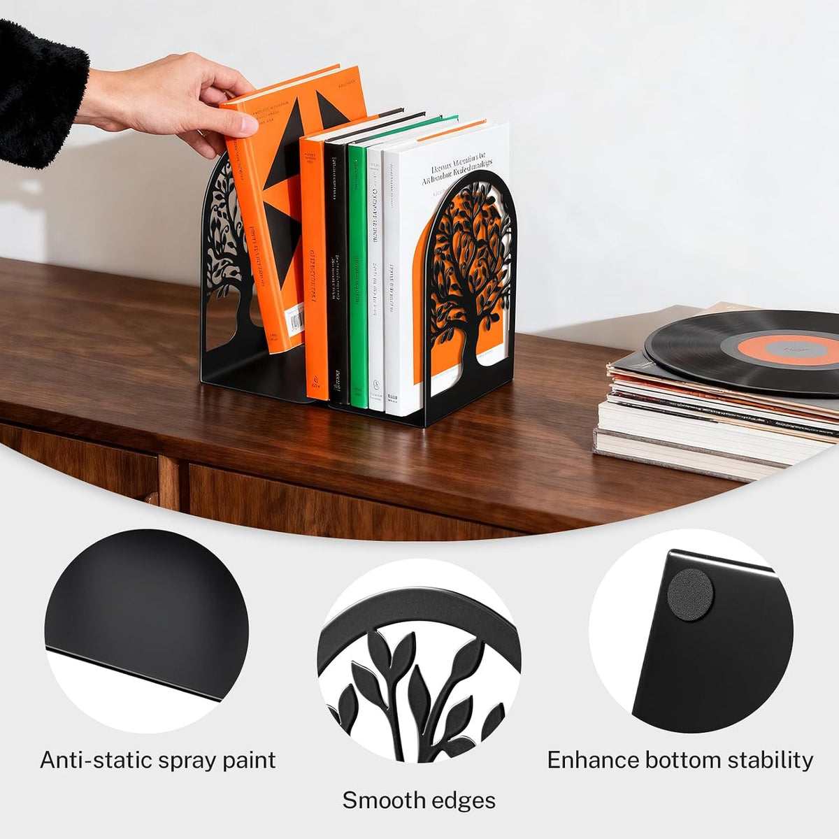 HappyHapi 7 Pair Book Ends, Metal Bookends for Shelves, Decorative Bookends