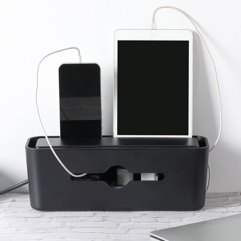 Bates- Cable Management Box, Small, Cable Organizer Box, Cord Organizer Box, Cable Box Organizer, Cord Management Box, Cord Hider Box, Cord Box for Wires on Floor, Power Strip Cover Box Baby Proof
