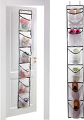 GOMAJI 6 Large Breathable Mesh Pockets, Over The Door Shoe Organizer, Boots Hanging Storage Shoe Rack for Closet, Accessories - - White