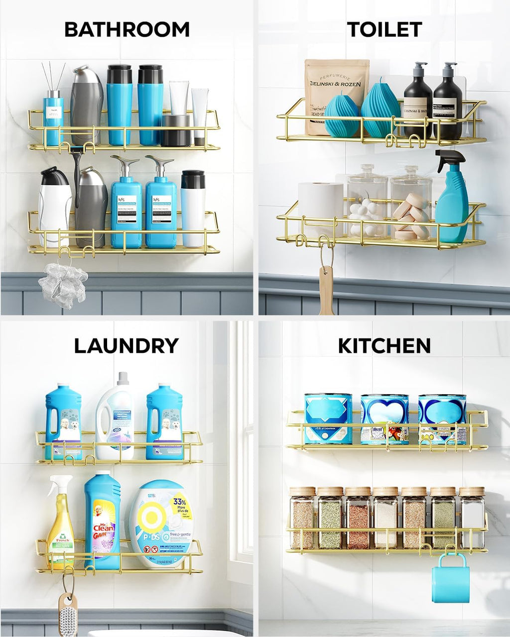 Nieifi Shower Caddy Adhesive, Shower Shelves, Shampoo Holder for Bathroom