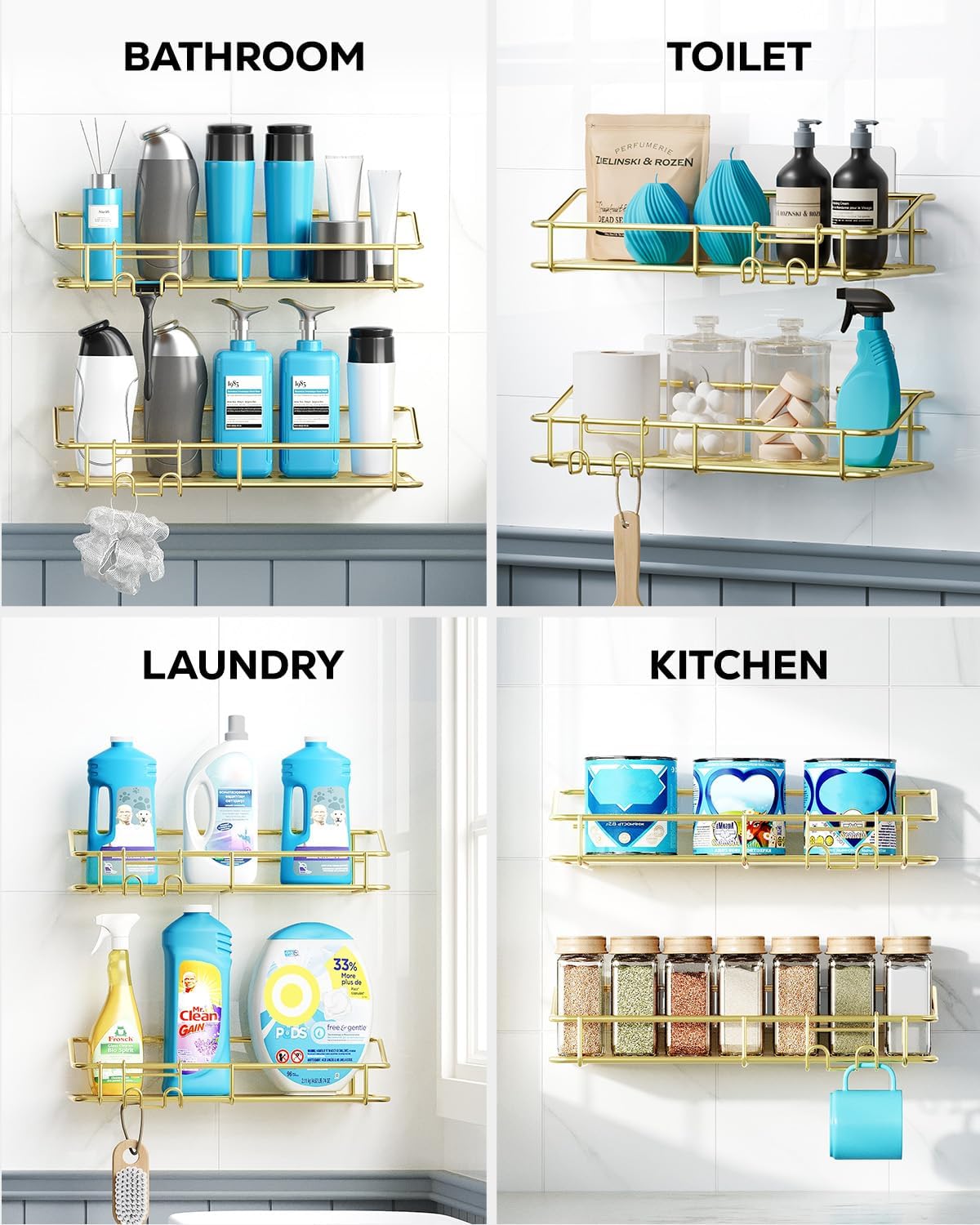 Nieifi Shower Caddy Adhesive, Shower Shelves, Shampoo Holder for Bathroom