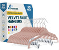 Lifemaster Velvet Pants Hangers – with Adjustable Clips, 360 Degree Swivel Hook, and Non-Slip Shoulder Notch, Holds Up to 10 lbs, for Organizing Skirt, Pants, Dress, and Clothes, Pack of 50, Pink