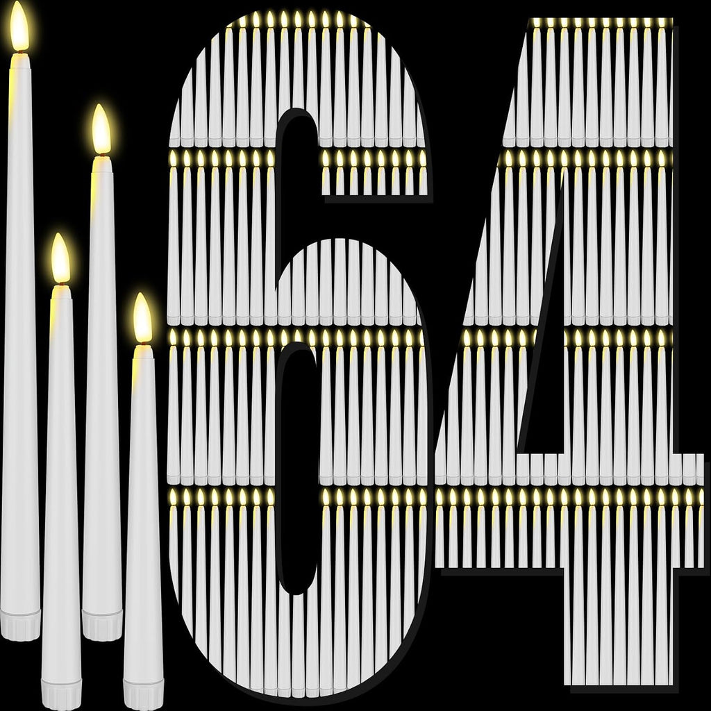 Rossesay 64 Pcs Flameless LED Taper Candle, Flickering Candles,White