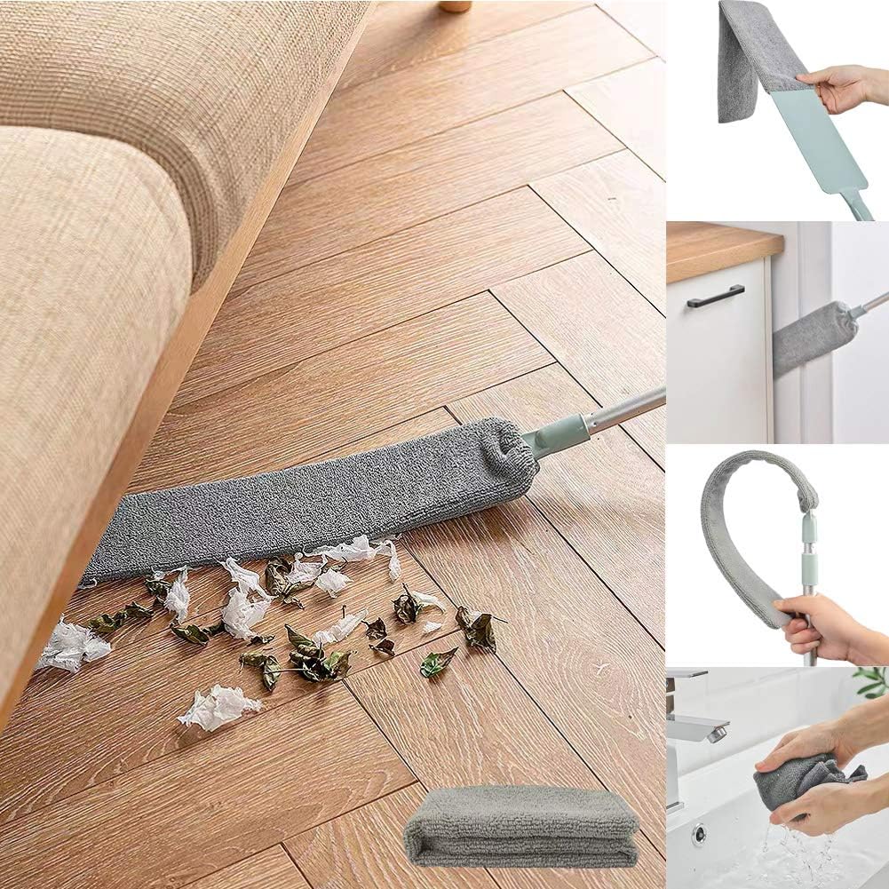 Dust Brush Under Appliance Microfiber Duster 40 - 55 in with 2 Cloth