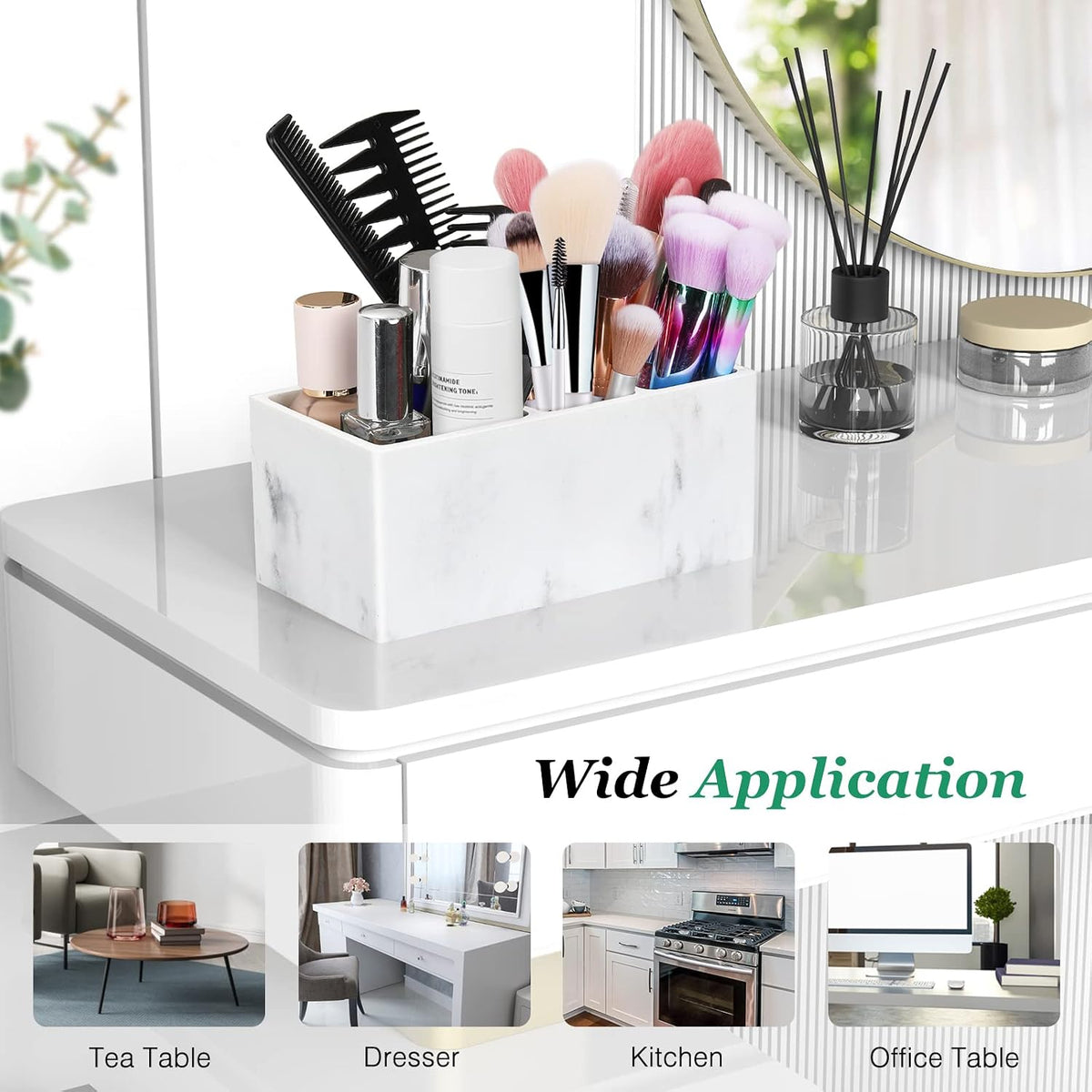 Luxspire 5 Slots Toothbrush Holders, Resin, Gravel White