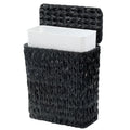 Wicker Trash Can with Lid & Liner, Small Bathroom Waste Basket, Black