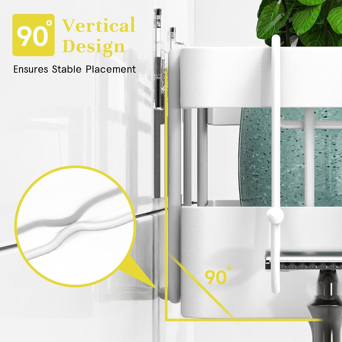 Heavy-Duty Adhesive Shower Shelves, White Storage Shelf