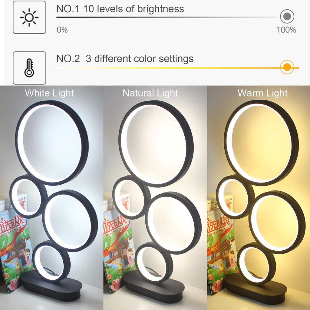 LED Table Lamp, Modern Dimmable Bedside Table Light, 18W, 3 Color Modes, for Living Room, Bedroom, Office, Nightstand, Bookshelf (Black)