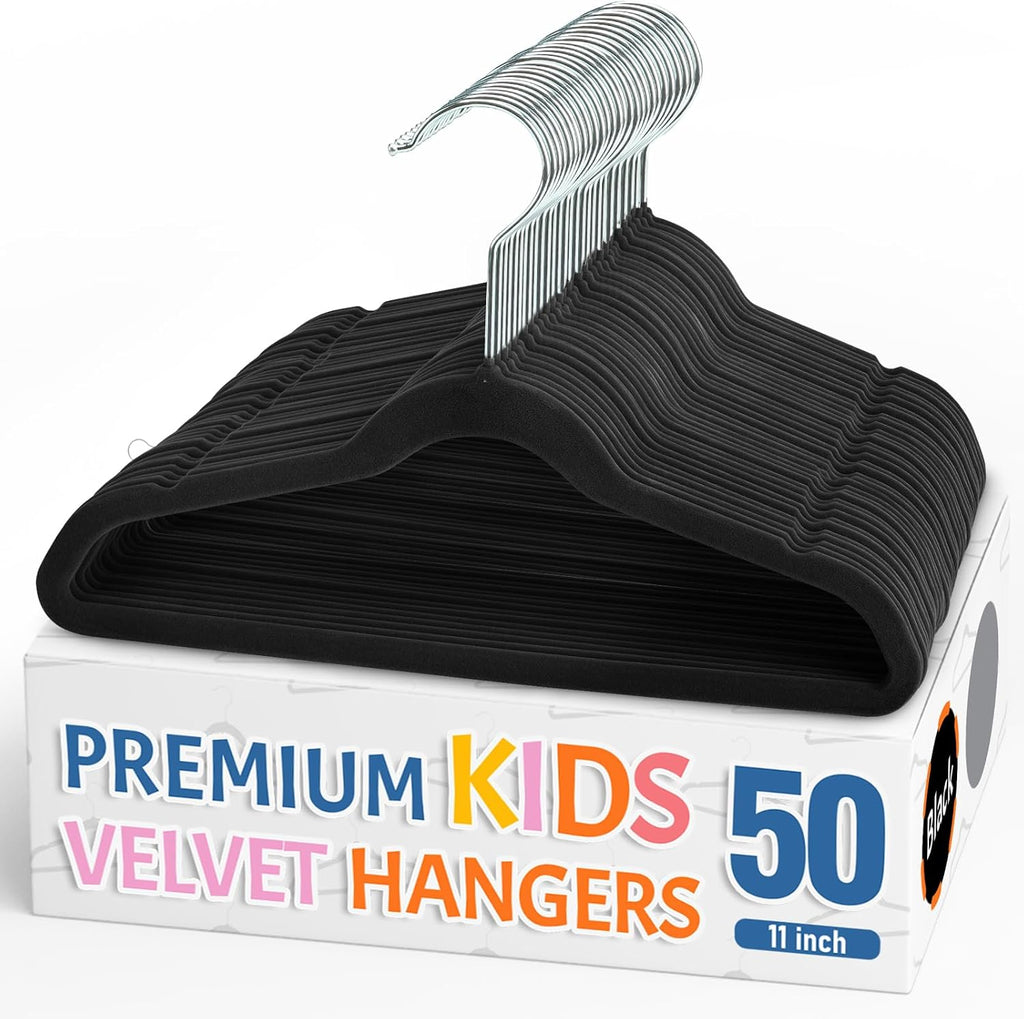 Smartor Premium 11 Inch Baby Hangers 50 Pack, Kids Velvet Hanger, Non Slip