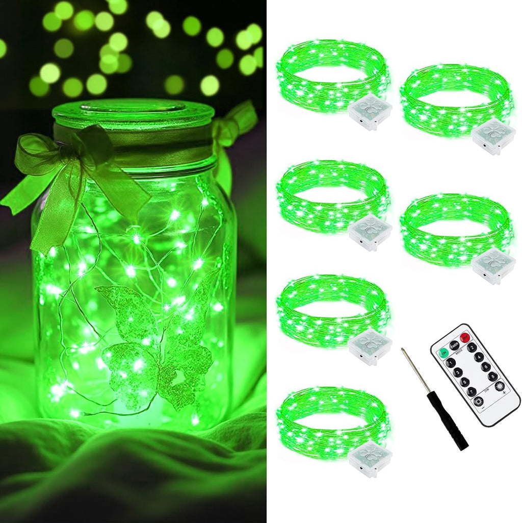 AIKEI 6 Pack Fairy Lights with Timer Battery, 8 Modes with Remote,Green