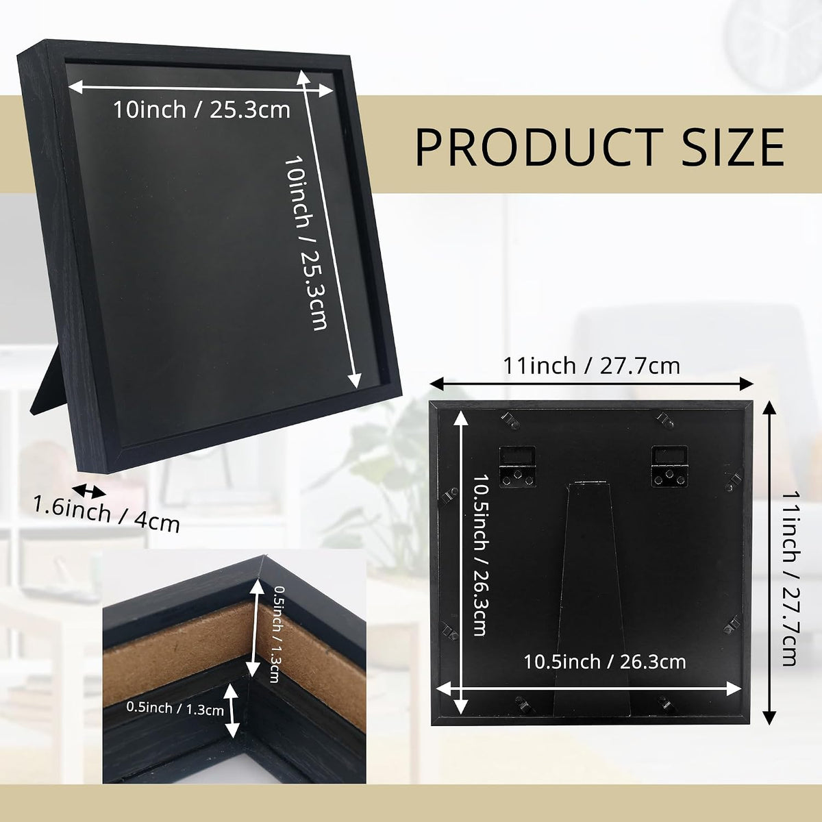 GMFrames 11x11 Enamel Pin Display Case, Pin Collection Display Frame with Real Glass, Shadow Box for Wall and Tabletop, Pin Holder Black
